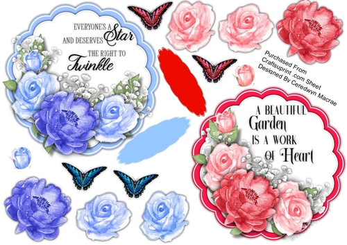2,Lovely Rose Toppers With Quote