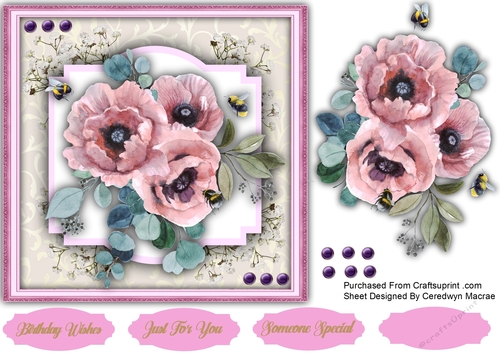 7X7 ,Beautiful Bee Flower