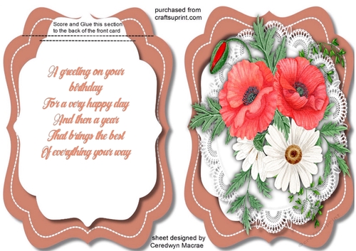 A5, Tent card , Poppys and Daisys