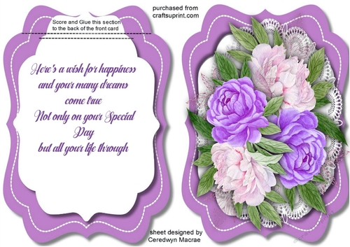 A5, Tent card ,Gorgeous Lilacs 