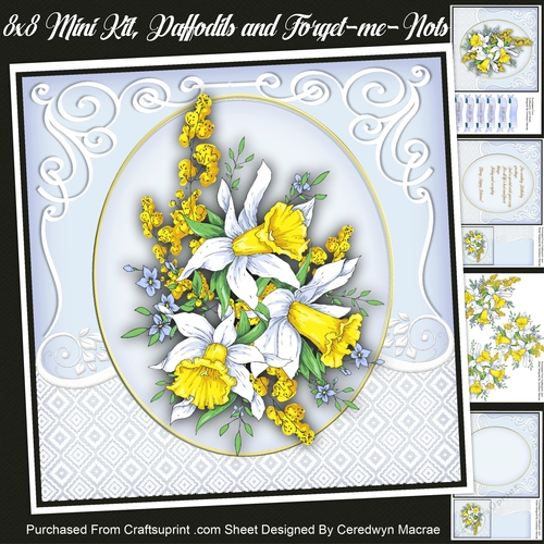 8x8 Mini Kit,  Beautiful Daffodils and Forget-me-nots