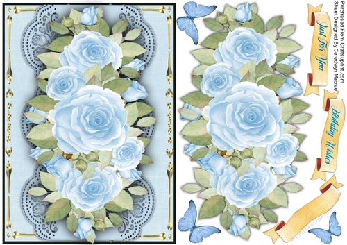 A5, Pale Blue Rose Spray