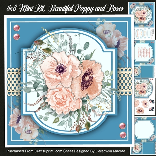 8x8 Mini Kit, Beautiful Poppy ana Roses