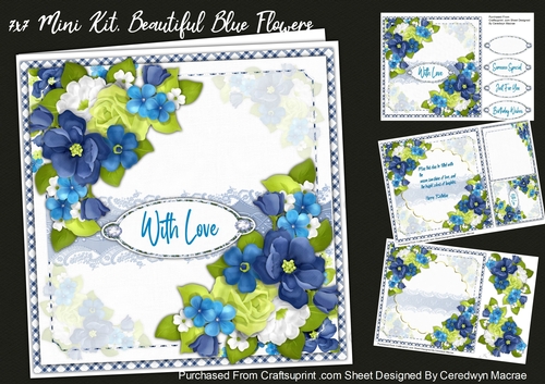 7x7 Mini Kit Beautiful Blue Flowers