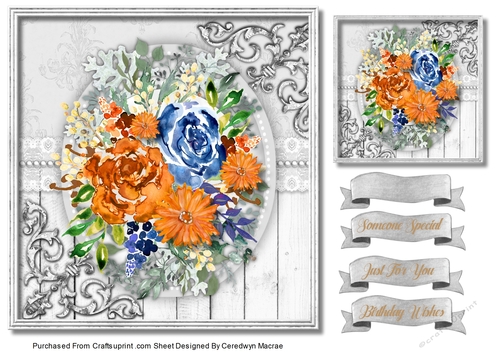 7x7 Beautiful Orange and Blue  Passion 