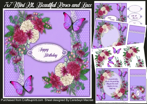 7x7 Mini KIt, Beautiful Roses and Lace 