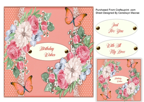 7x7  Pink Roses and Lace 