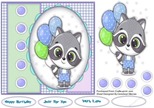 7x7 Gorgeous Raccoon ,2