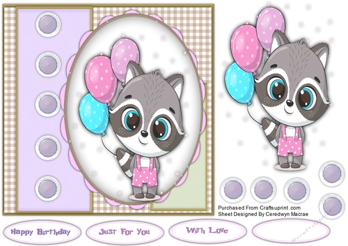 7x7 Gorgeous Raccoon ,3
