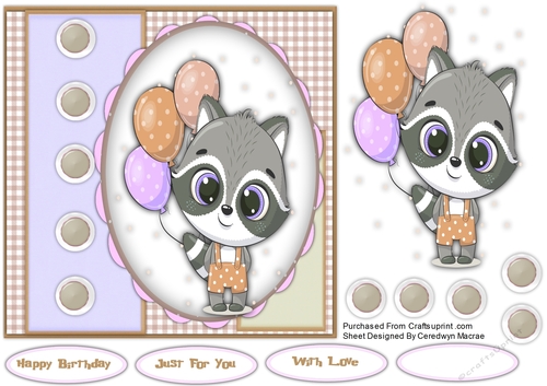 7x7 Gorgeous Raccoon ,4
