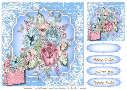 Beautiful Blue Roses on Lace