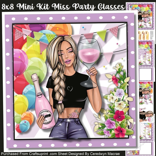 8x8 Mini Kit Miss Party Glasses 
