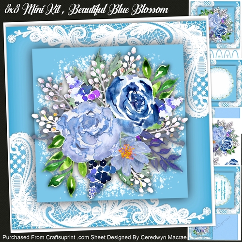 8x8 Mini Kit, Beautiful Blue Blossoms 