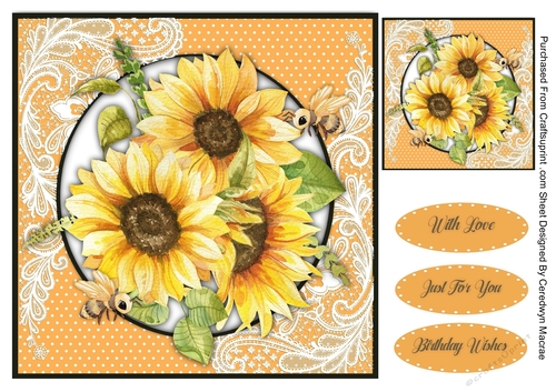 8x8 Beautiful Sunflowers and Bees