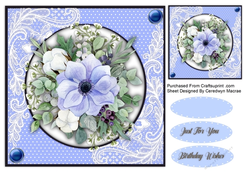 8x8 Beautiful Blue Anemonie