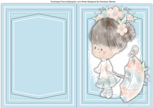 A5 ,Print and Fold Beautiful Girl with Her Umberella