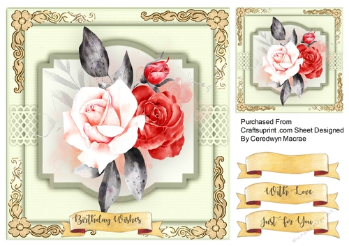8x8 Beautiful Red and Pink Roses