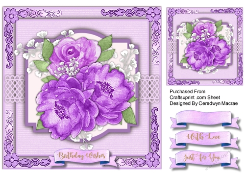 8x8 Beautiful Lilac Roses and Babys Breath