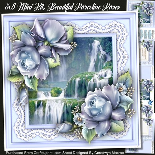 8X8 Beautiful Porceline Roses 