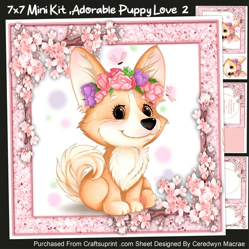 7x7 Mini Kit , Adorable Puppy Love 2
