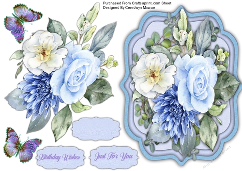 A5 Beautiful Blue Posy 
