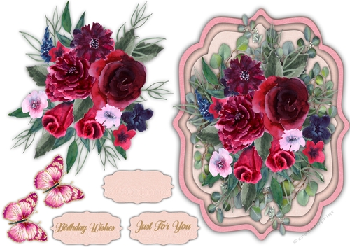 A5 Beautiful Boarder Rose Posy 