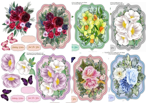 6, Beautiful Shaped A5, Flower Toppers 