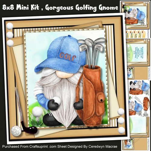 8x8 Mini Kit, Gorgeous Golfing Gnome 