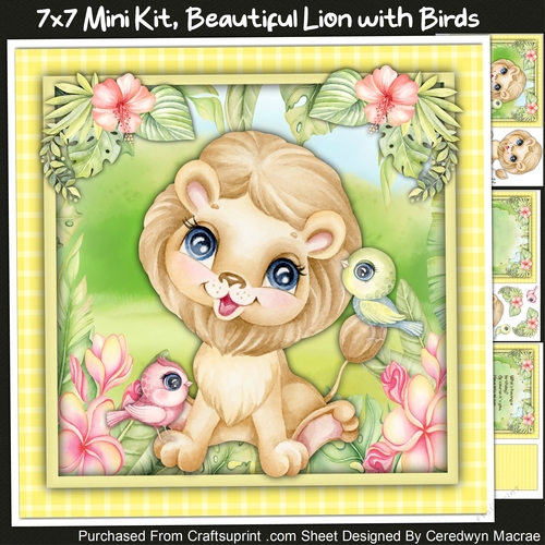 7x7 Mini Kit Beautiful Lion and Birds