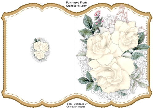 A5, Print and Fold Cream Roses