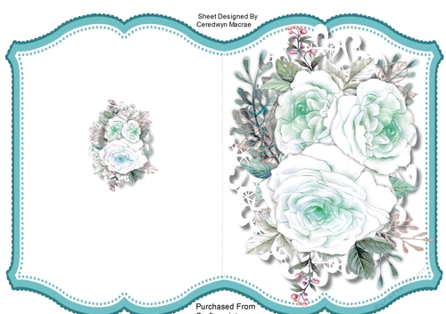A5, Print and Fold Hint of Aqua Roses