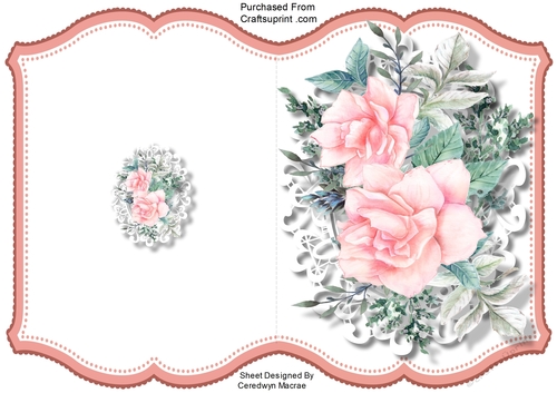 A5, Print and Fold Pink  Roses