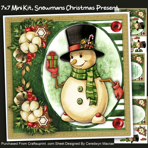 7x7 Mini KIt, Snowmans Christmas Present