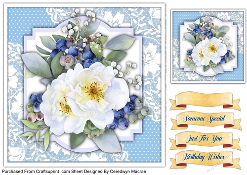 7x7 Beautiful Blueberrys and Roses