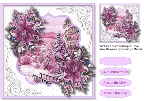 8x8 Beautiful Lilac Snow Scene 