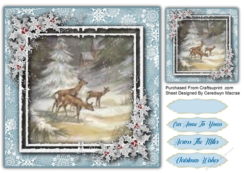 7x7 Beautiful Deer On The Hill