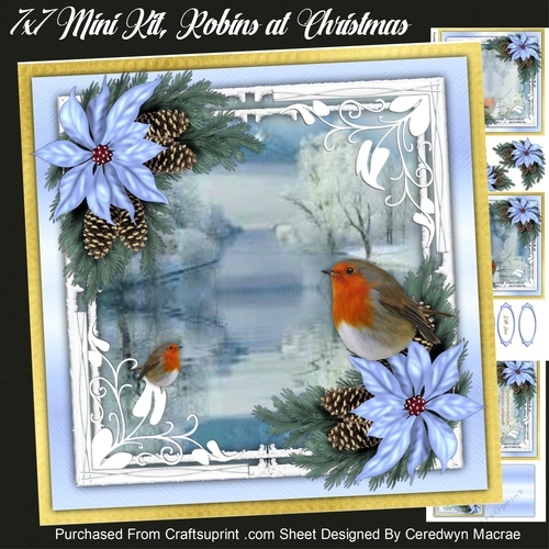 7x7 Mini Kit, Robins at Christmas