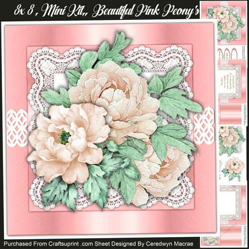 8x8 Mini Kit, Beautiful Pink Peonys 