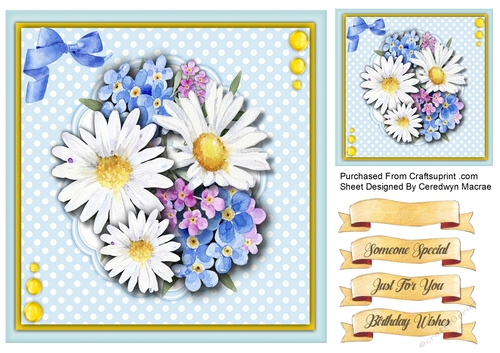 8x8 Beautiful Daisys and Forget-me-nots
