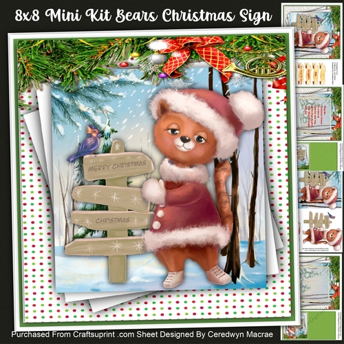 8x8 Mini Kit, Bears Christmas Sign