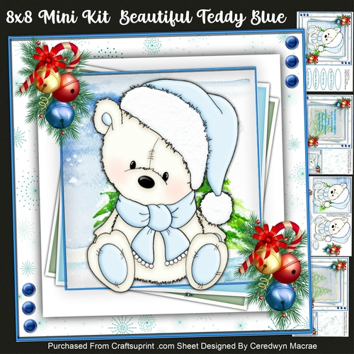 8x8 Mini Kit, Beautiful Teddy Blue