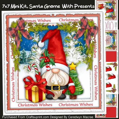 7x7 Mini Kit, Santa Gnome With Presents