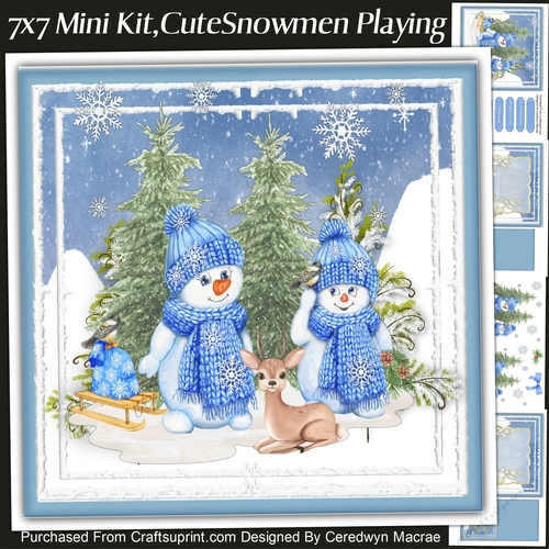 7X7 Mini Kit, Cute Snowmen Playing