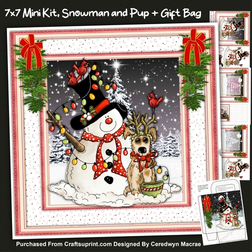 7x7 Mini Kit, Snowman and Pup + Gift Bag