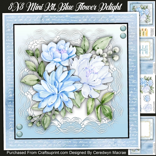 8x8 Mini Kit, Blue Flower Delight