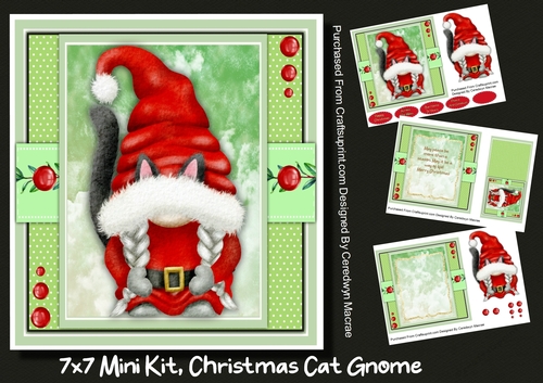 7x7 Mini Kit, Christmas Cat Gnome 