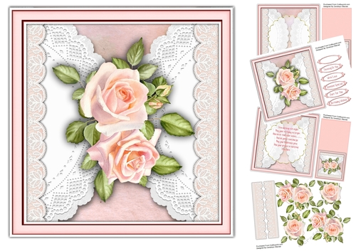 8x8 Mini Kit, Lace and Pink Roses