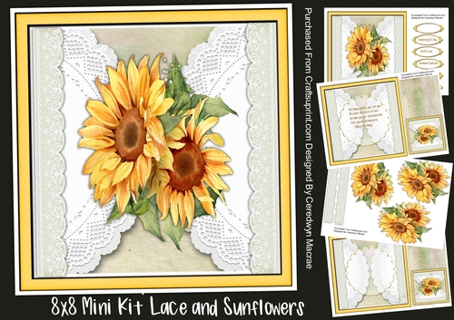 8x8 Mini Kit, Lace and Sunflowers