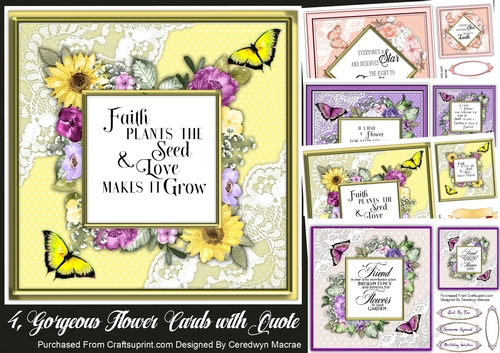 4, Gorgeous Flower Cards With Quotes