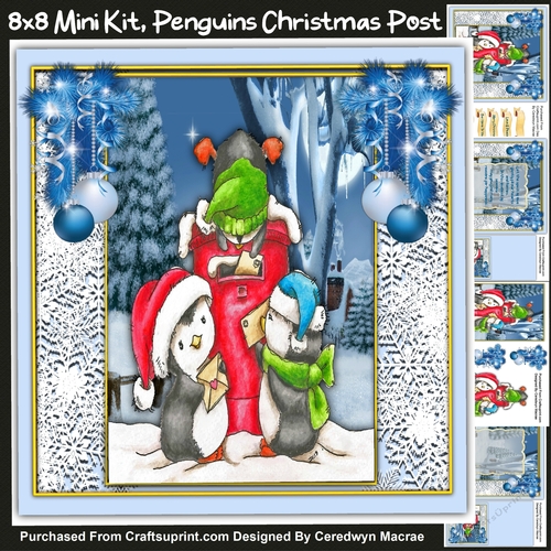 8x8 Mini Kit, Penguins Christmas Post